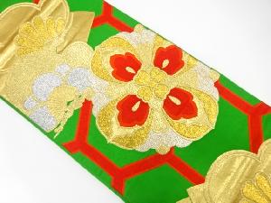 アンティーク　亀甲繋ぎに華紋模様織出し袋帯（材料）